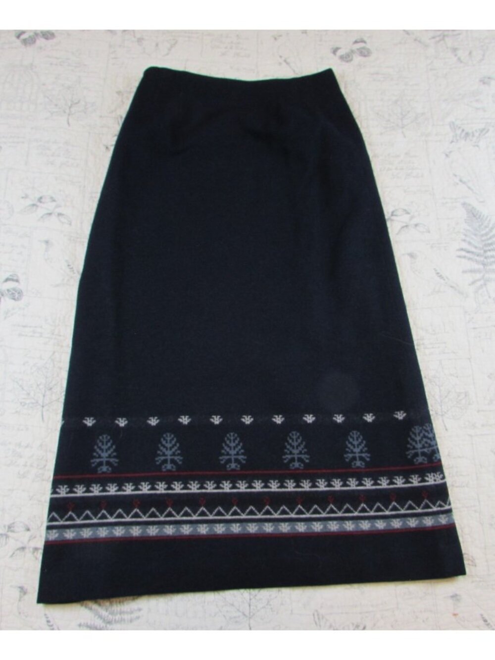 EUC RARE VTG 80s Pendleton Virginia wool Navy blue  Snowflake Wool Skirt Sz 8